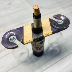 Handmade Amethyst Maple Wood Resin Wine Caddy
